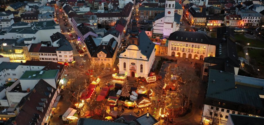 Frankenthaler Weihnachtsmarkt von oben